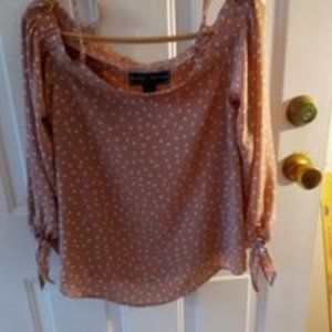 Flesh colored polka dot cold shoulder